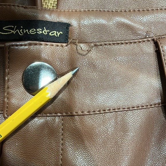 Shinestar Vegan Leather brown pants size Large - Picture 8 of 9